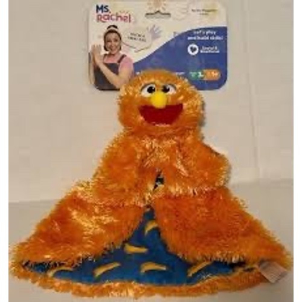 Ms. Rachel Tobi the Orange Monster Plush Lovey Security Blanket Banana Print